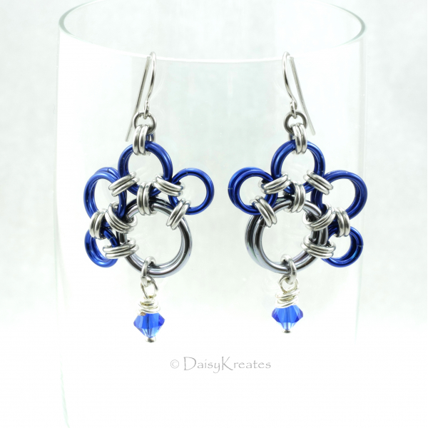 Blue Nose's PawPrints Earrings with Swarovski Crystal Bead Dangles