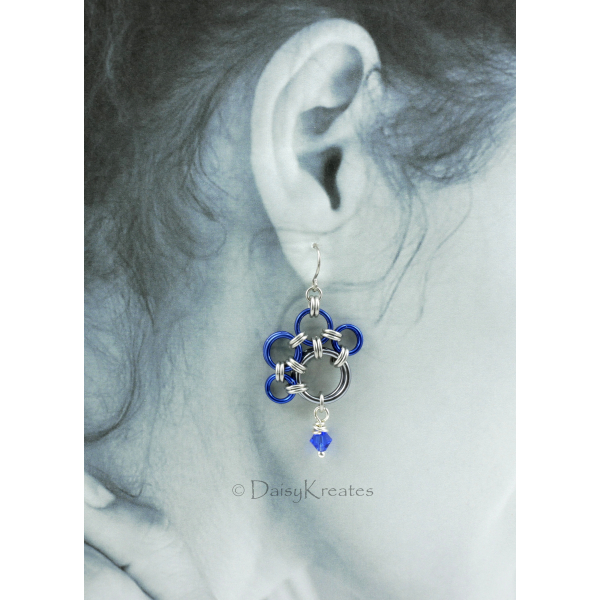 Blue Nose's PawPrints Earrings with Swarovski Crystal Bead Dangles