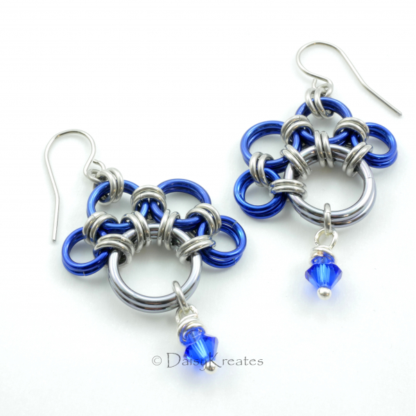 Blue Nose's PawPrints Earrings with Swarovski Crystal Bead Dangles