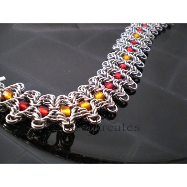 Staggered Byzantine Chainmaille Braclet, Bollywood by way of Byzantine