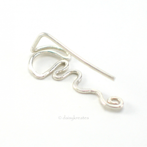 Sterling silver Coffee Cup ear climber with right handle