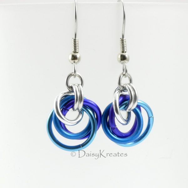 Petite Tea Rose Earrings in Blue Mix