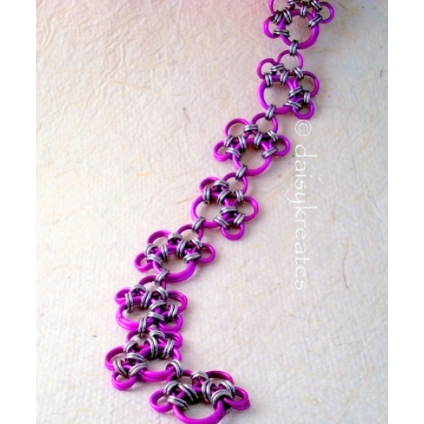 Purple Paw Prints Chainmaille Bracelet