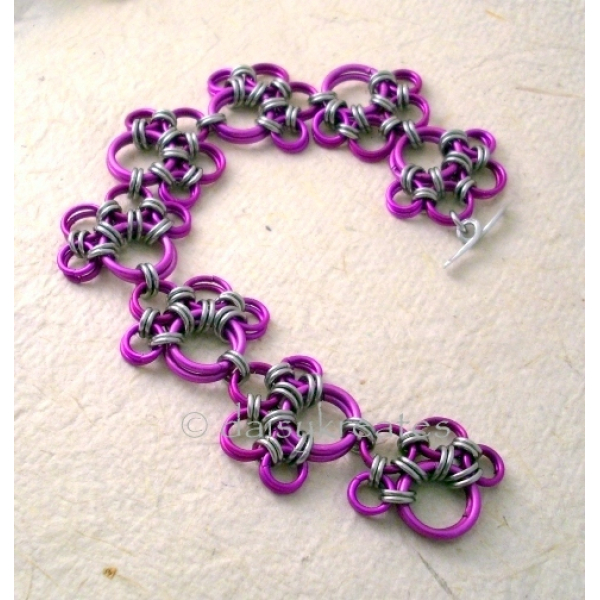 Purple Paw Prints Chainmaille Bracelet