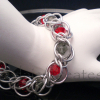 Half Persian 3 in 1 - Crystal Flannel Bracelet in Red and Grey Half Persian 3 in 1 - Crystal Flannel Bracelet in Red and Grey