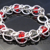 Half Persian 3 in 1 - Crystal Flannel Bracelet in Red and Grey Half Persian 3 in 1 - Crystal Flannel Bracelet in Red and Grey