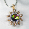 Byzantine Sun Pendant with Captured 18mm Swarovski Rivoli in Vitrail Medium
