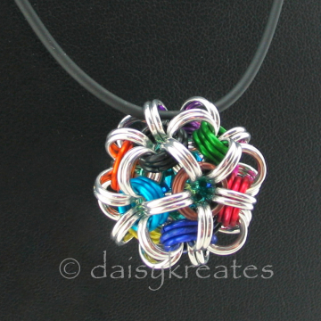 Japanese Dodecahedron Necklace on 24" rubber cord