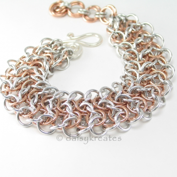 Elf Sheet Chainmaille Bracelet in Bronze and Bright Aluminum Elf Sheet Chainmaille Bracelet in Bronze and Bright Aluminum