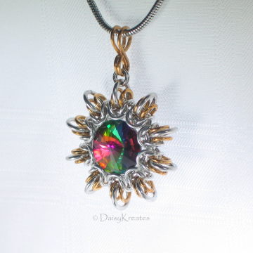 Byzantine Sun pendant features large Swarovski point-back chaton