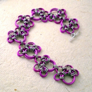 Purple Paw Prints Chainmaille Bracelet