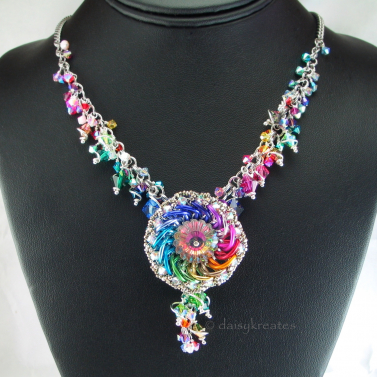 Rainbow Ranunculus Necklace