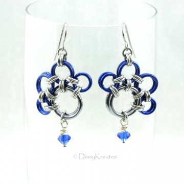 Blue Nose's PawPrints Earrings with Swarovski Crystal Bead Dangles