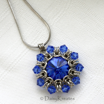 Helios Sunburst pendant in sapphire blue