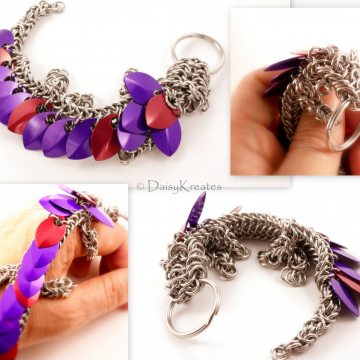 Bobby's steel pet dragon with red and purple scales